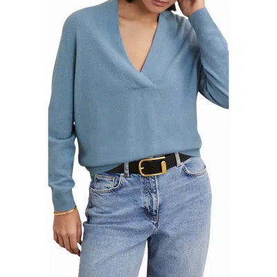 Reiss Womens Blue Mia V-neck Long-sleeve Cashmere Jumper