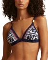 Reiss Mia Scarf Print Fixed Triangle Bikini Top In Blue