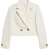 Reiss Womens Mia Double-breasted Cropped Stretch Cotton-blend Blazer White In White