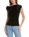 Reiss Mia Drape Detail Sleeveless Velvet Top In Black