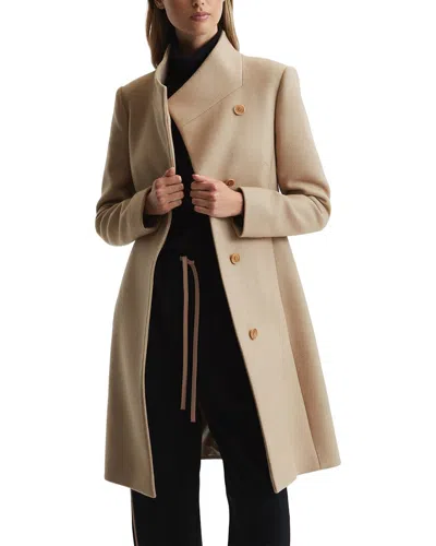 Reiss Light Camel Maude Wool Blend Longline Double Breasted Coat In Brown