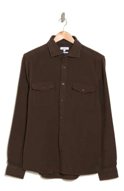 Reiss Miami Cotton Button-up Shirt In Chocolate
