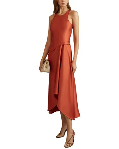 Reiss Micah Drape Occasion Dress In Orange