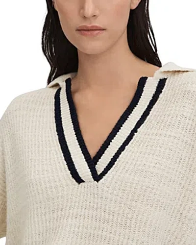 Reiss Michaela Striped Collared Sweater In Cream/navy