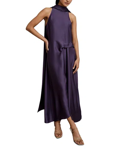 Reiss Michelle Drape Occasion Midi Dress In Purple