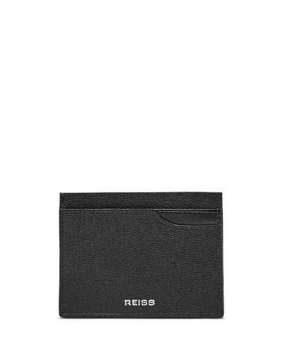 Reiss Micro Grain Leather Logo Wallet In Black
