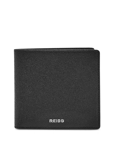 Reiss Micro Grain Leather Logo Wallet In Black