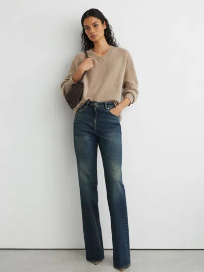 Reiss Mid Blue Andi High-rise Bootcut Jeans In Multi