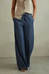 Reiss Womens Mid Blue Carter Wide-leg High-rise Denim Trousers In Mid Blue