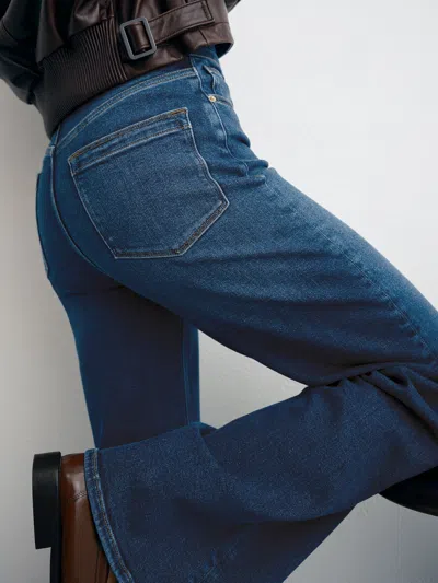Reiss Mid Blue Cotton-modal Wide-leg Jeans