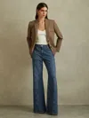 Reiss Mid Blue Flared Front Seam Jeans