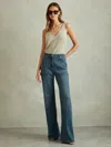 Reiss Mid Blue Mid Rise Flared Utility Jeans