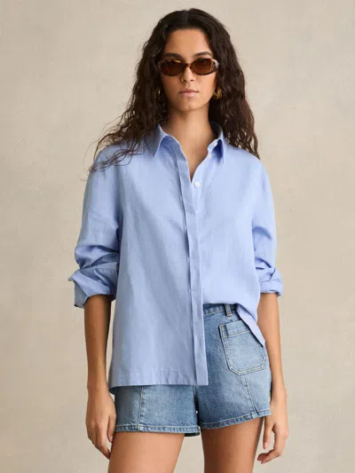Reiss Mid Blue Mid-rise Patch Pocket Denim Shorts