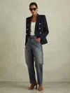 Reiss Mid Blue Petite Barrel-leg Dart Jeans