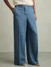 Reiss Reed Denim Look Wide Leg Trousers