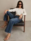 Reiss Women's Blue Cotton Straight Leg Jeans