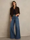 Reiss Mid Blue Petite Stretch-cotton Wide-leg Jeans