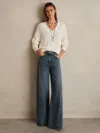 Reiss Mid Blue Petite Twist Seam Wide Leg Jeans