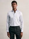 Reiss Mid Blue Remote Reg Cotton Satin Cutaway Collar Shirt