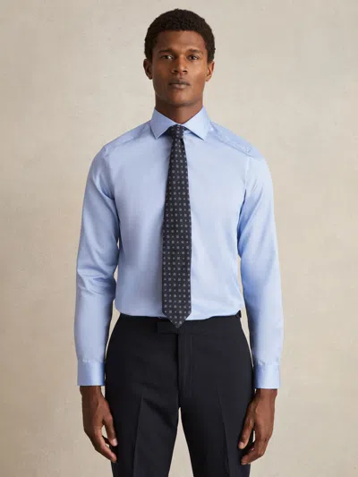 Reiss Mid Blue Remote Slim Cotton-satin Cutaway-collar Shirt Slim-fit