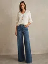 Reiss Mid Blue Stretch-cotton Wide-leg Jeans