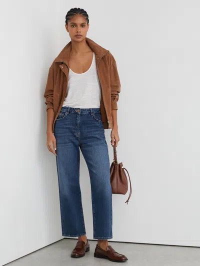 Reiss Mid Blue Tall Mid-rise Straight-leg Jeans