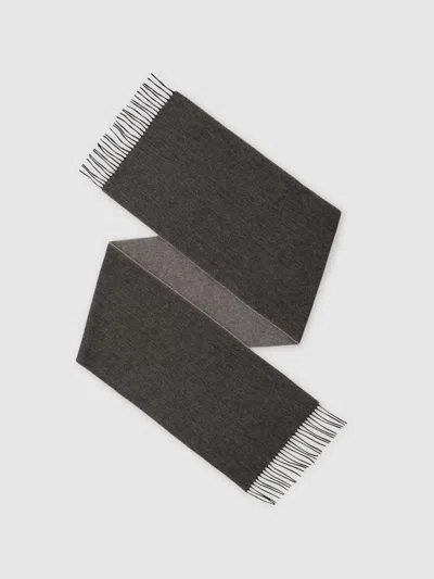 Reiss Mid Grey / Light Grey Wool And Cashmere Scarf In Gray