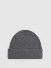 Reiss Mid Grey Melange Chaise Merino Wool Ribbed Beanie Hat In Gray