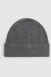 Reiss Mens Mid Grey Melange Chaise Ribbed Wool Beanie Hat In Mid Grey Melange