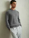 Reiss Mid Grey Melange Wool-blend Raglan-sleeve Jumper In Gray