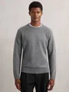 Reiss Mid Grey Melange Wool-cashmere Reverse-seam Jumper In Gray