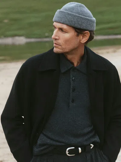 Reiss Mid Grey Merino Wool Rib-knit Beanie In Gray