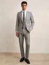 Reiss Mid Grey Slim-fit Wool Suit Trousers In Gray