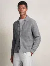 Reiss Mid Grey Wool Button Through Pointelle Shirt In Gray
