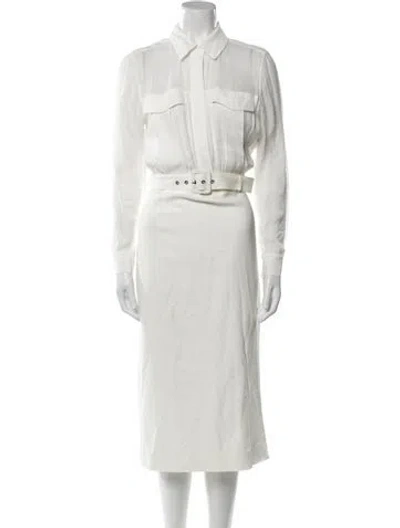 Pre-owned Reiss Midi Length Dress In White