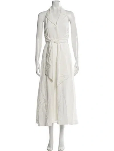 Pre-owned Reiss Midi Length Dress In White