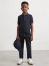 Reiss Midnight Navy 3-9 Yrs Merino Wool Short Sleeve Polo Shirt In Black