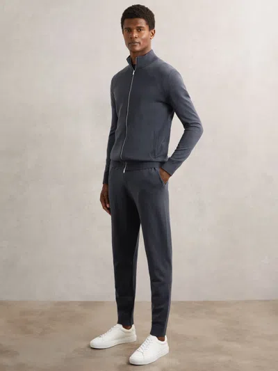 Reiss Midnight Navy Billings Merino Wool-blend Cuffed Joggers In Blue