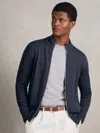 Reiss Midnight Navy Hampshire Merino Wool Zip Through Cardigan In Blue