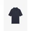 Reiss Kids' Manor Half-button Short-sleeve Merino-wool Polo Shirt Midnight Navy In Blue