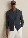 Reiss Midnight Navy Merino Wool Button-through Cardigan In Blue