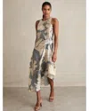 Reiss Mieke Floral Sleeveless Satin Dress In Neutral