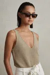 Reiss Gold Metallic V-neck Vest In Gold