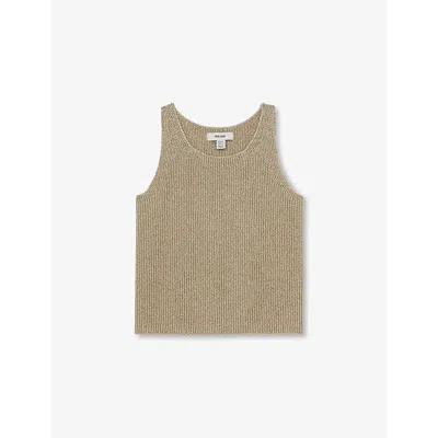 Reiss Kids' Mika Metallic-knit Vest Top 4-13 Years Gold