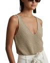 Reiss Gold Metallic V-neck Vest In Gold
