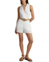 Reiss Ivory Mila Linen Double Breasted Belted Playsuit