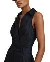 Reiss Navy Linen Double Breasted Belted Playsuit In Navy