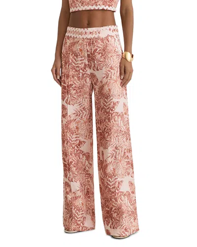 Reiss Mila Linen Trousers In Pink