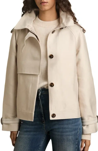 Reiss Mila Short Trench Coat In Neutral