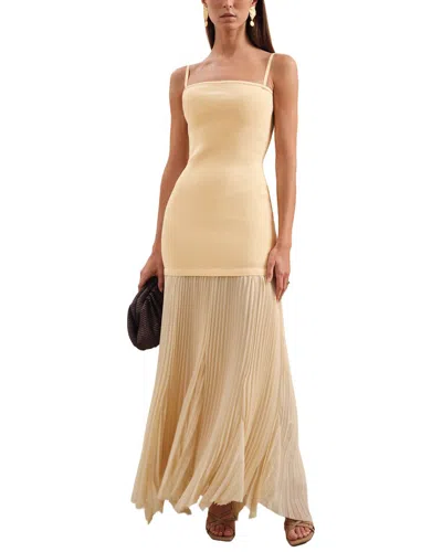 Reiss Milana Knit Woven Midi Dress In Neutral